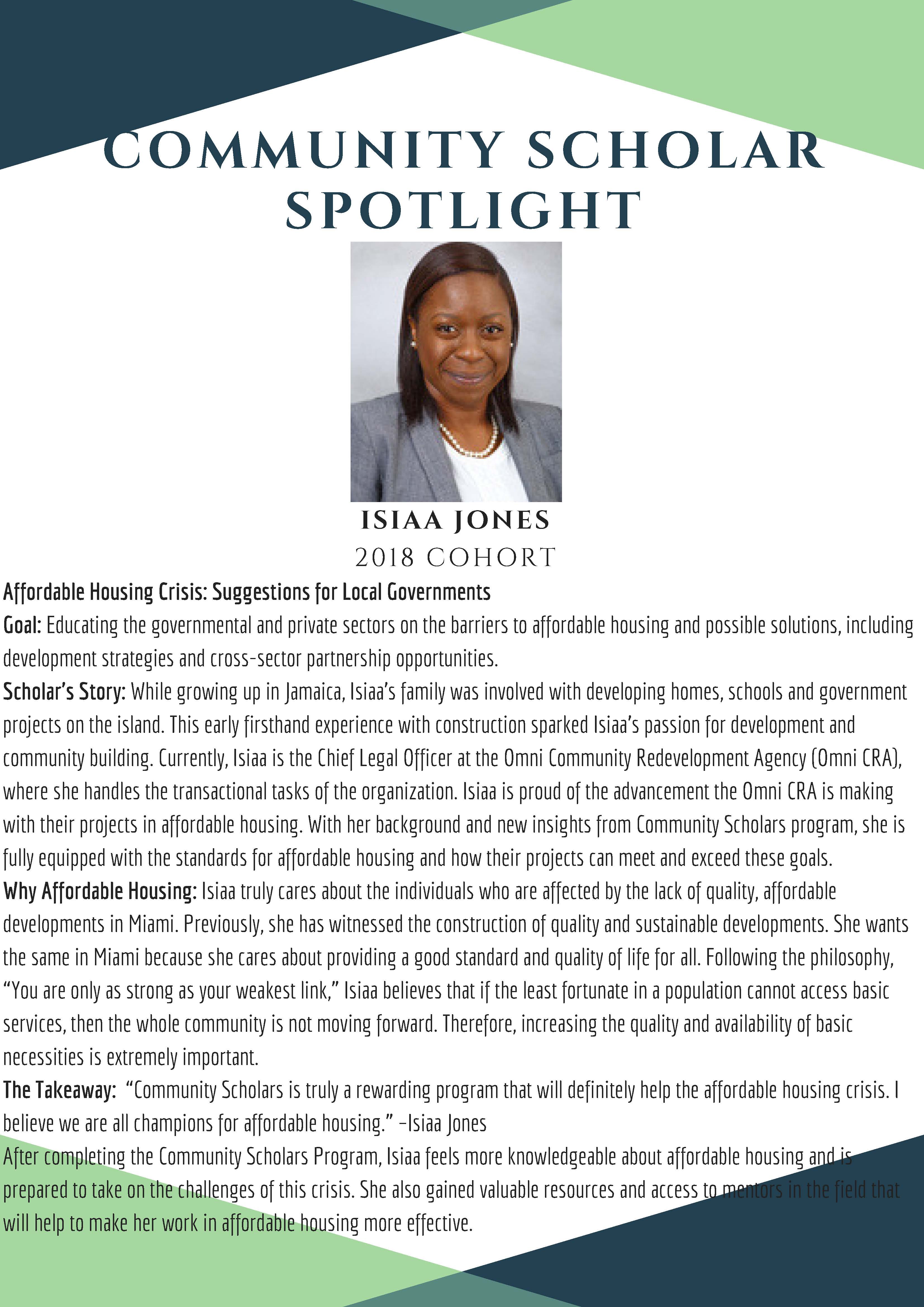Isiaa Jones Community Scholars Spotlight